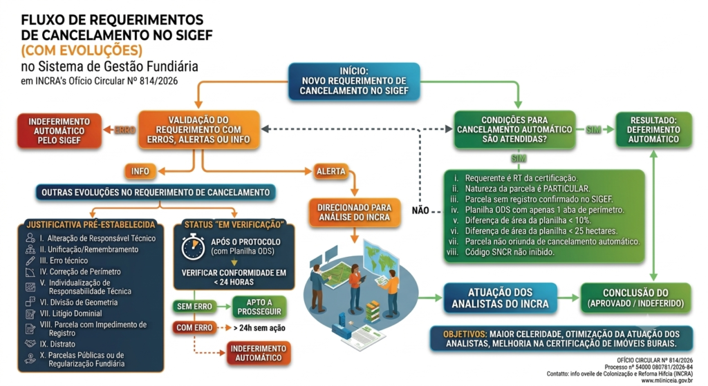 Fluxo de requerimentos de cancelamento no Sigef