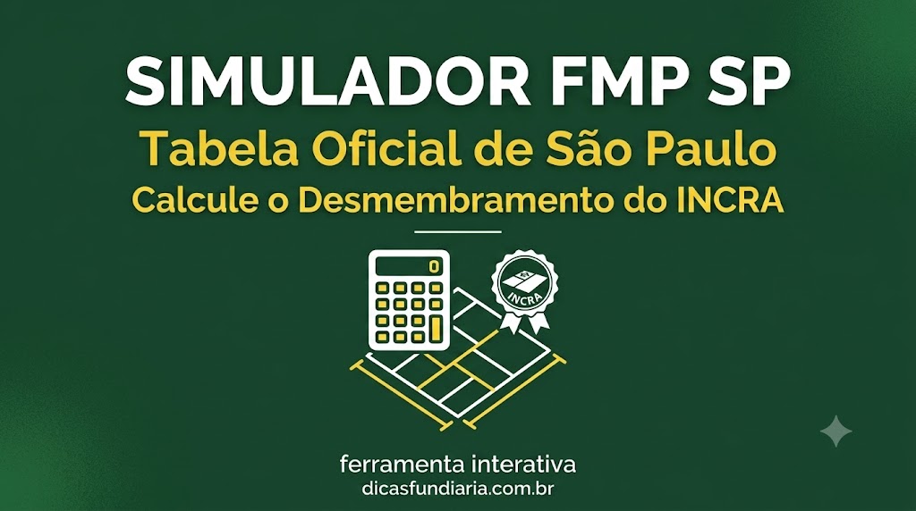 Simulador de Fração Mínima de Parcelamento FMP para o estado de São Paulo – Tabela INCRA